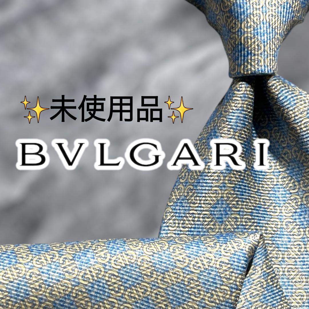 未使用꧂ブルガリ ネクタイ 総柄 幾何学模様 パレンテシ セッテピエゲ