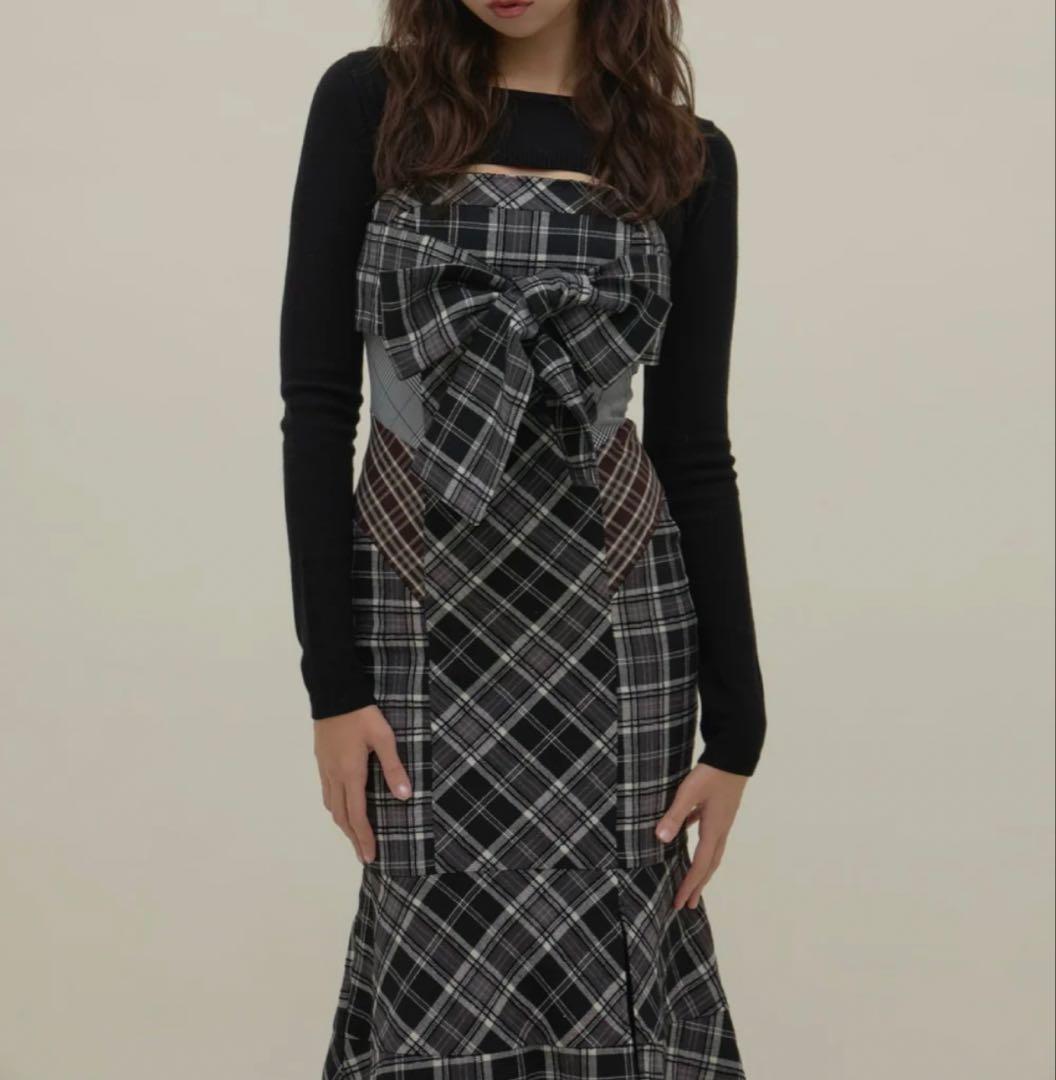Juni check dress black Sサイズ(QRあり) - メルカリ
