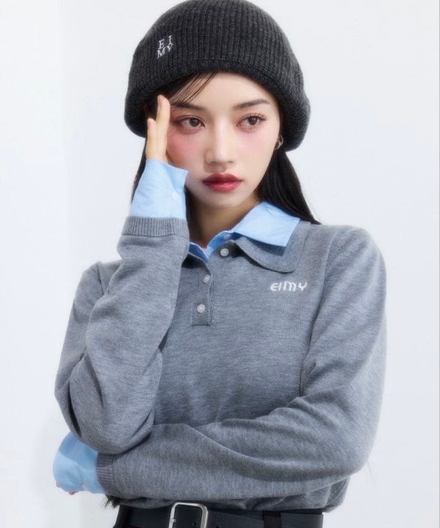 EIMY ISTOIRE ダブルカラーデザインニット GLAY ダブルカラーデザインニット（ニット/セーター）｜EIMY ISTOIRE