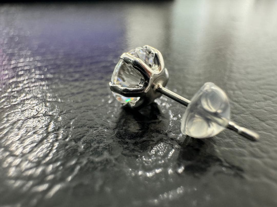 バブ様プラチナプレシオサキュービック メンズピアス(片方)1.00CT相当