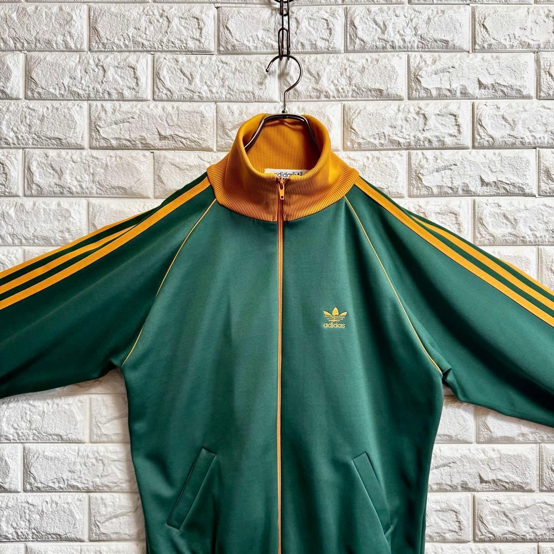 ◇西ドイツ時代／極美◇80sアディダス デサント製ジャージ 緑×山吹 L