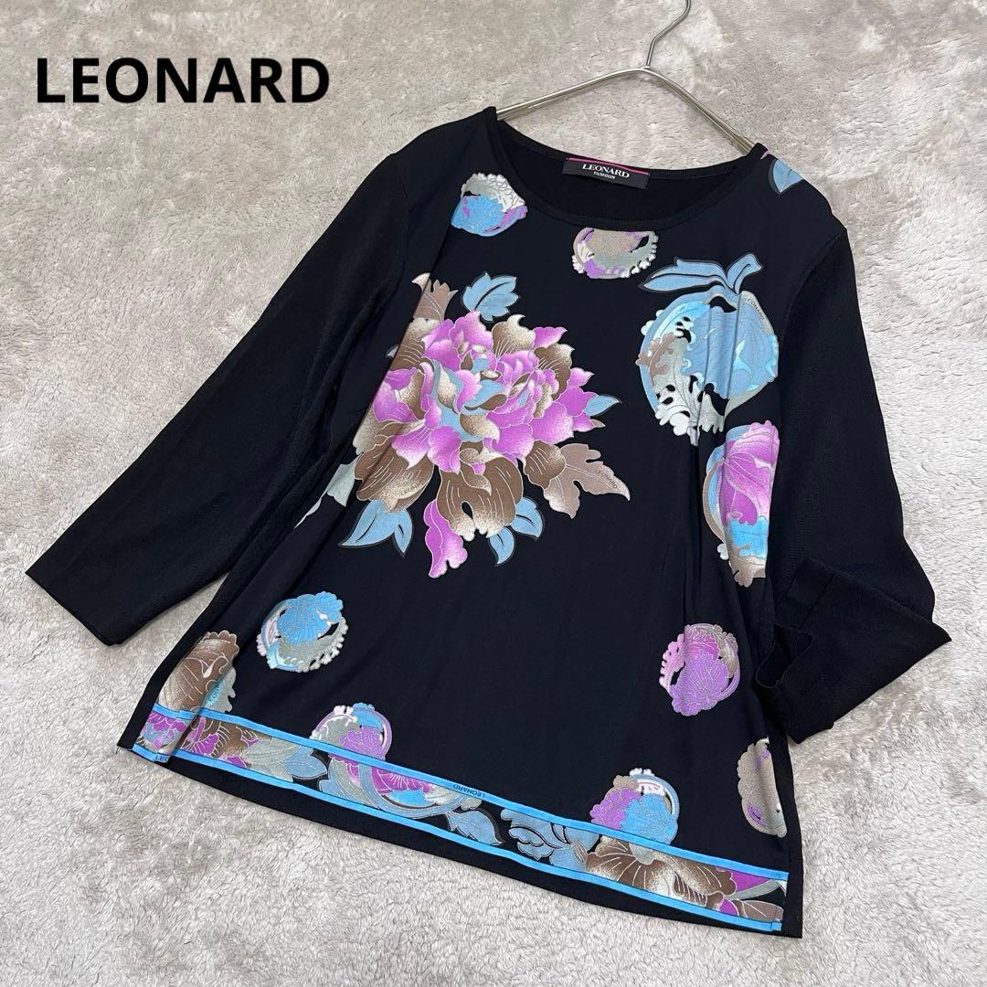 極美品 レオナール カンカン 切り替え トップス 花柄 総柄 黒 - メルカリ