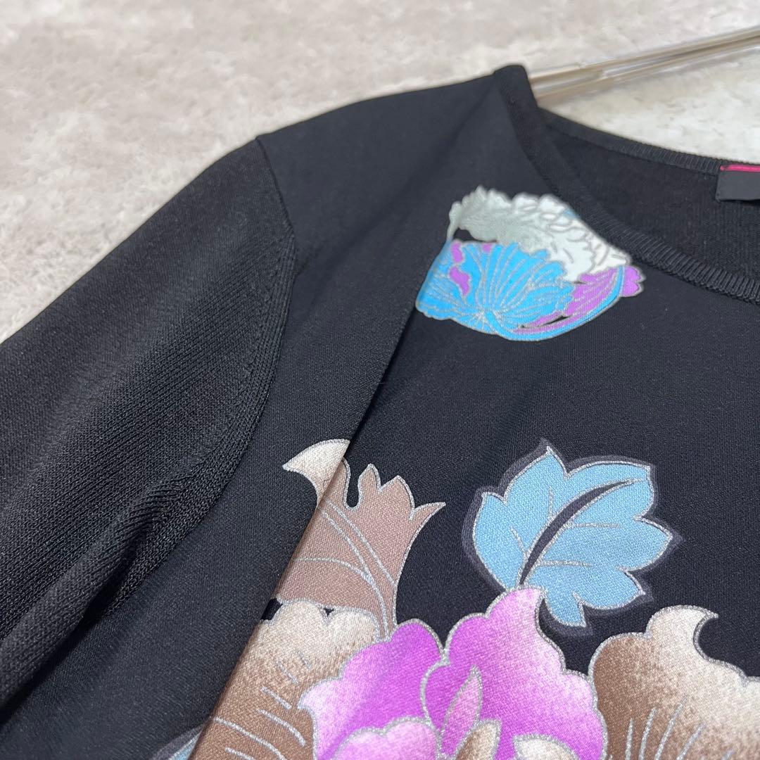 極美品 レオナール カンカン 切り替え トップス 花柄 総柄 黒 - メルカリ