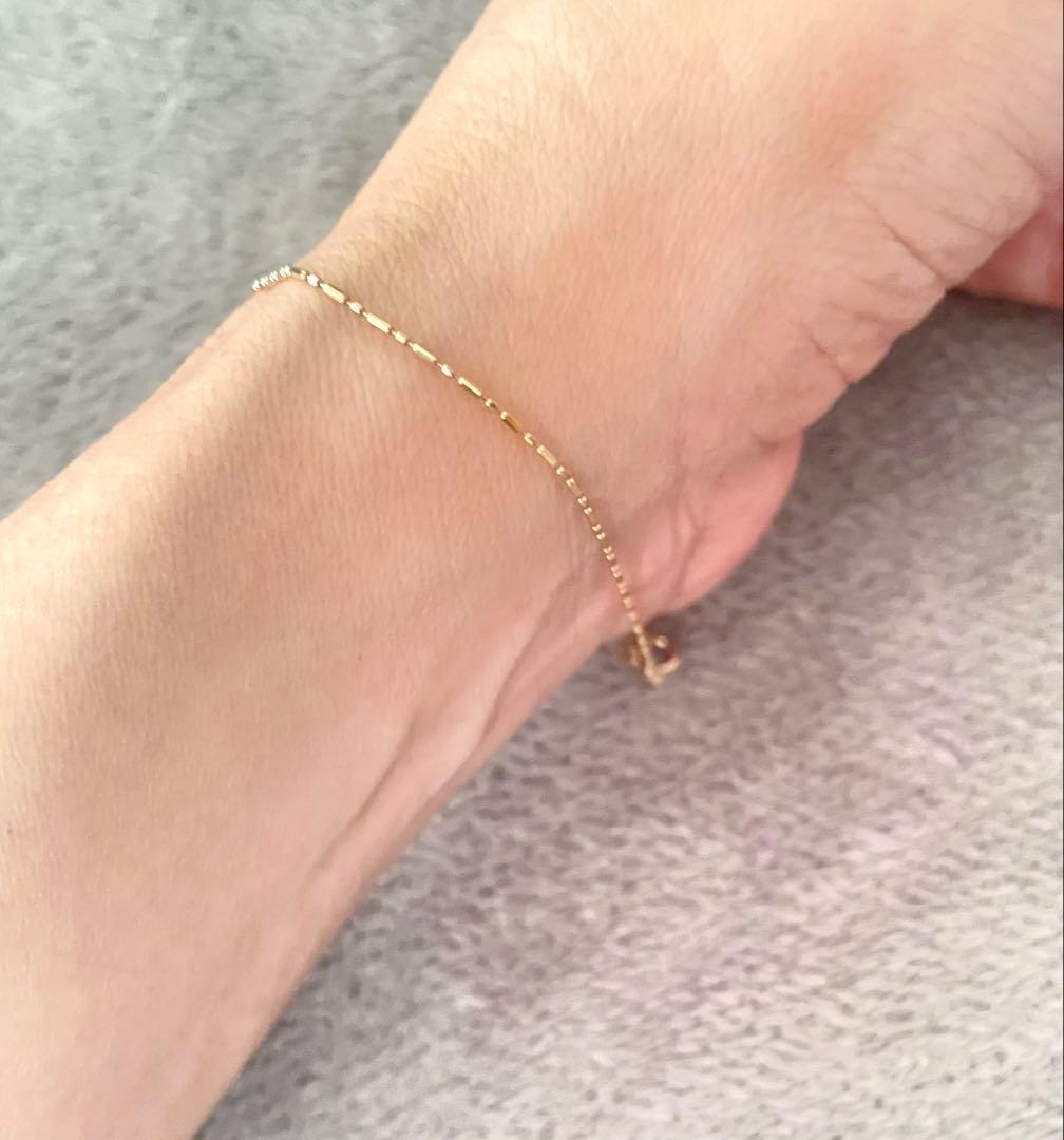 K10YG カットボール チェーン ブレスレット 16.5cm 幅0.8mm