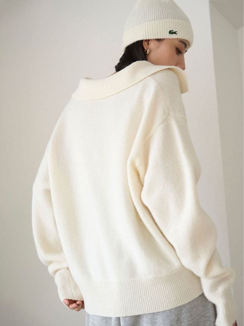 スナイデル ラコステ ホワイト スキッパーニットプルオーバー - メルカリ