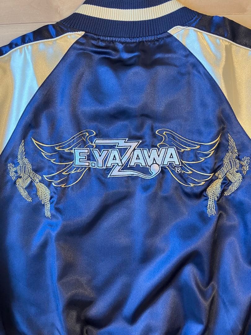 矢沢永吉 E.YAZAWA スカジャン ネイビー・ゴールドプレミアムモルツコラボ