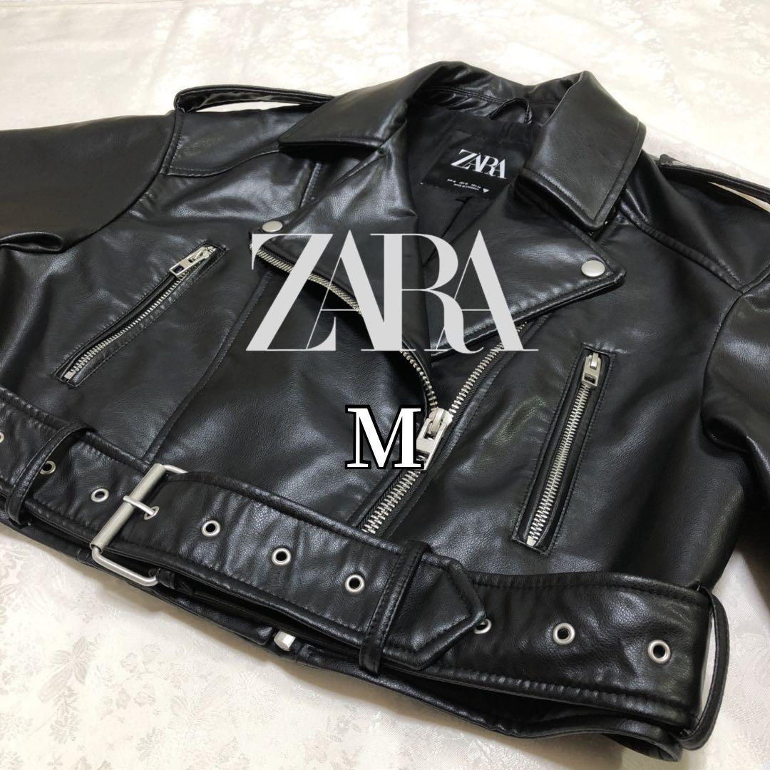 ZARA ライダース ダブル ジャケット ブラック フェイクレザー M - メルカリ