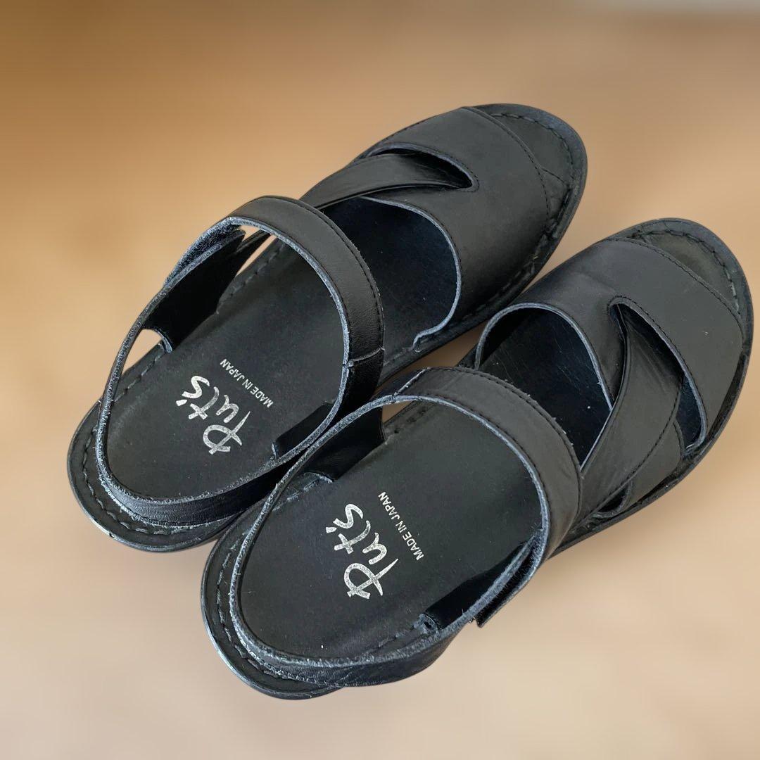 美品 プッツコンフォートサンダル Mサイズ 黒サンダル プッツ本革サンダル日本製 サンダル レディース 歩きやすい インコルジェ 靴 8871 プッツ Put's