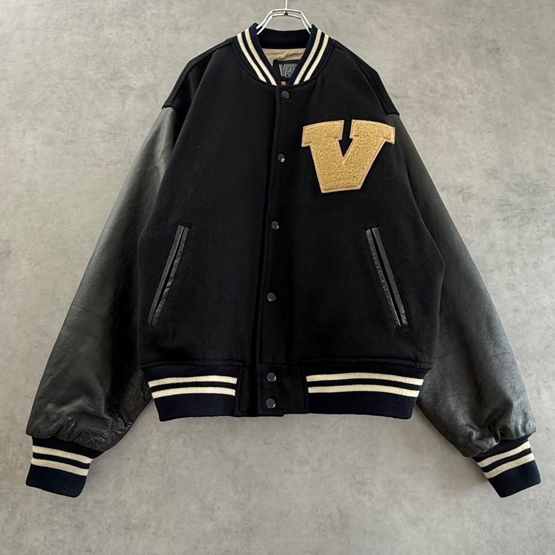 90s ヴィンテージ VANS レザースタジャン ブラック L - メルカリ