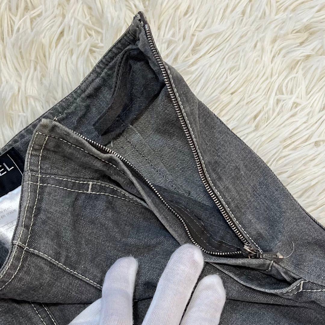 美品】シャネル ジーンズ ココマーク ワイドフレア ラインストーン