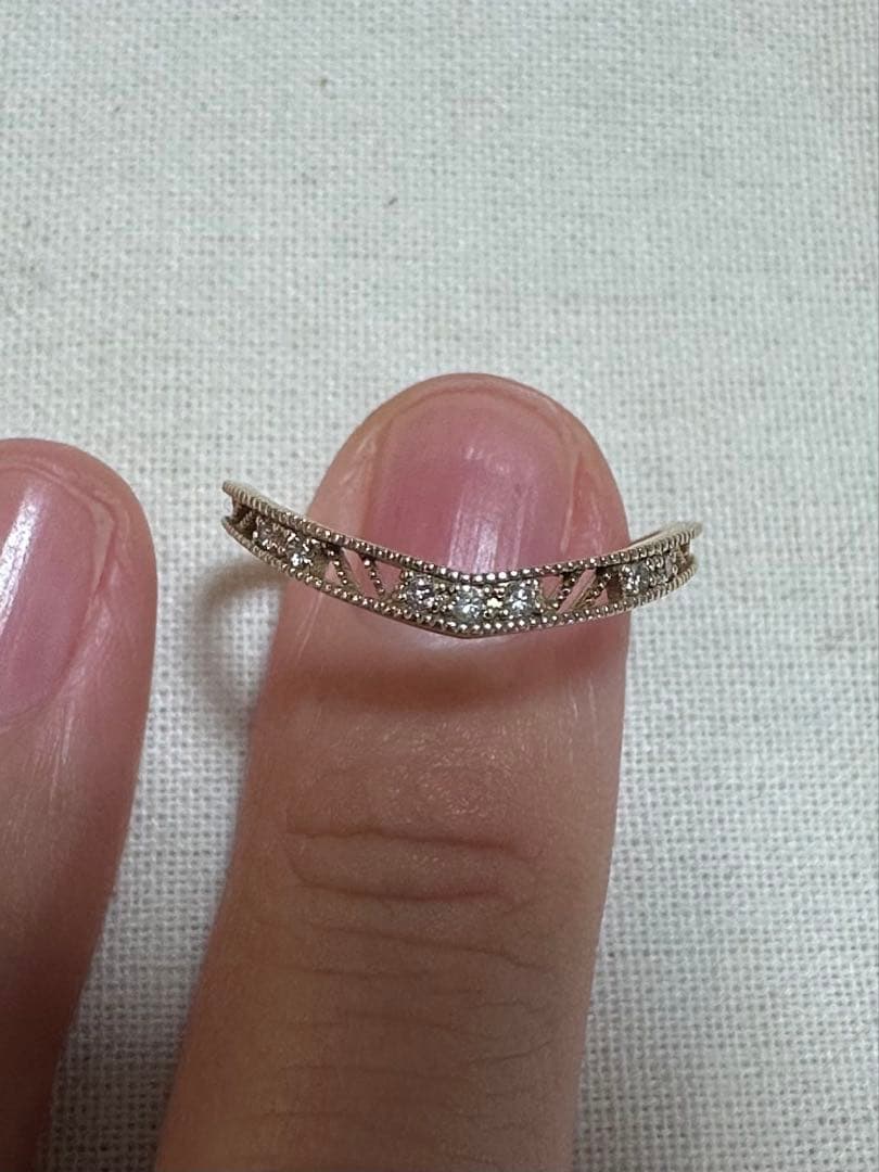 agete アガット K10 ダイヤモンド V字リング 透かし 15号 - メルカリ