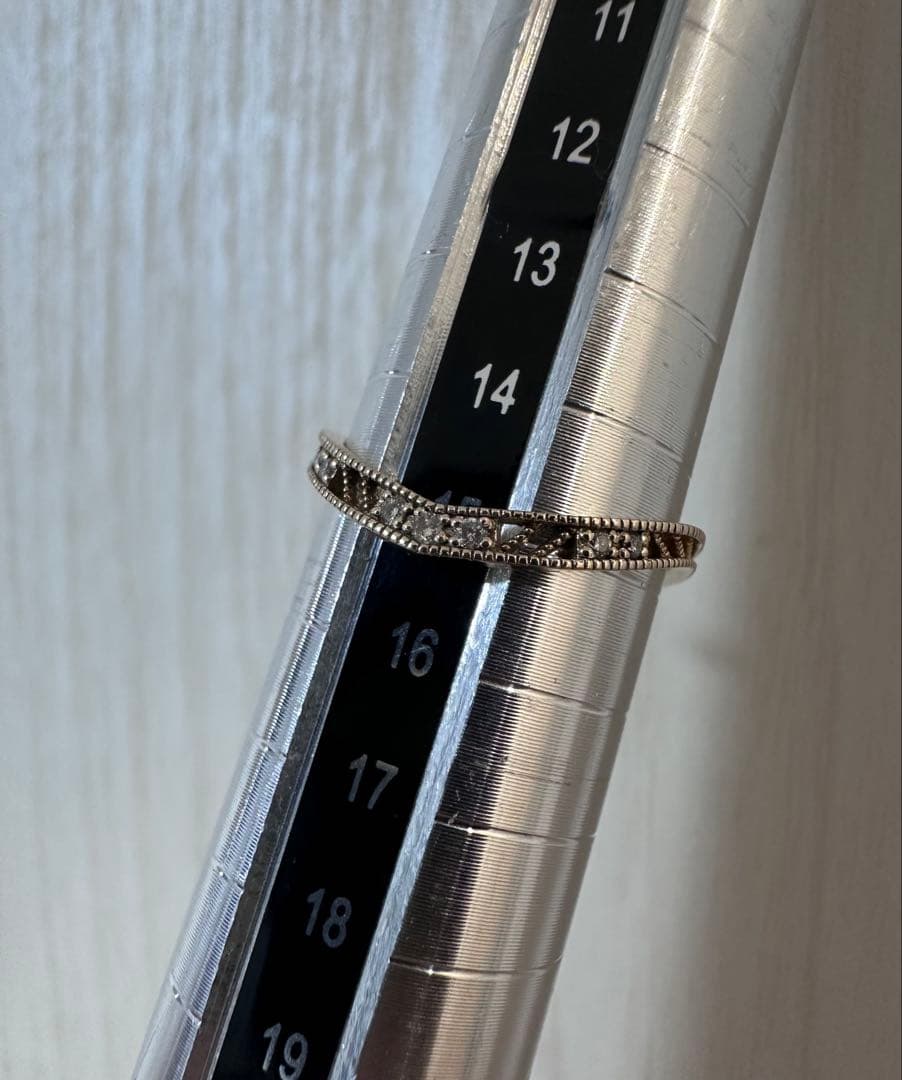 agete アガット K10 ダイヤモンド V字リング 透かし 15号 - メルカリ