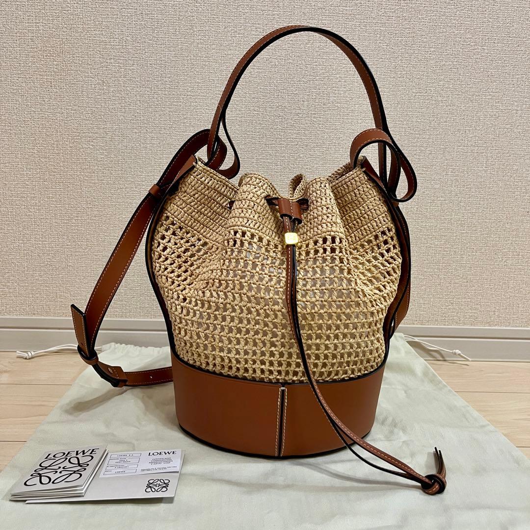 新品 LOEWE ロエベバルーンバッグ ラフィア カゴバッグ ショルダー