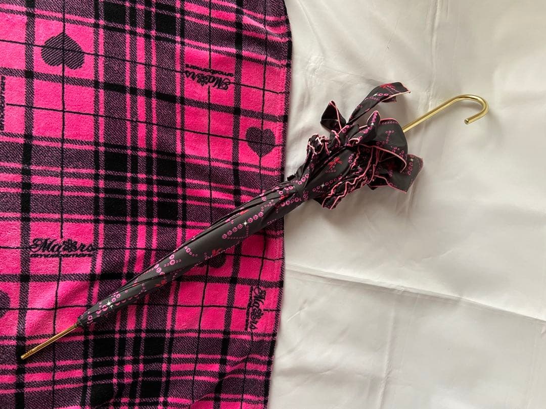 ☆レア☆ MARS マーズ リボン付フリルMARSストーンロゴ柄長傘 黒