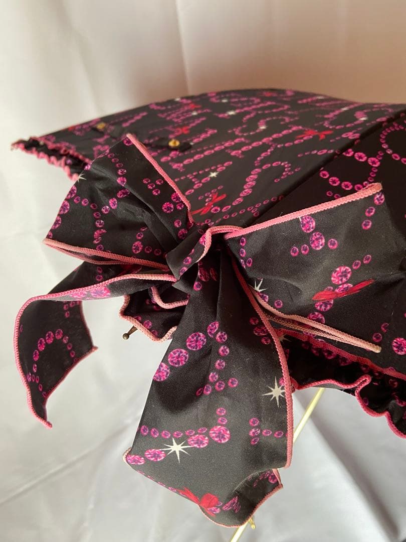 ☆レア☆ MARS マーズ リボン付フリルMARSストーンロゴ柄長傘 黒