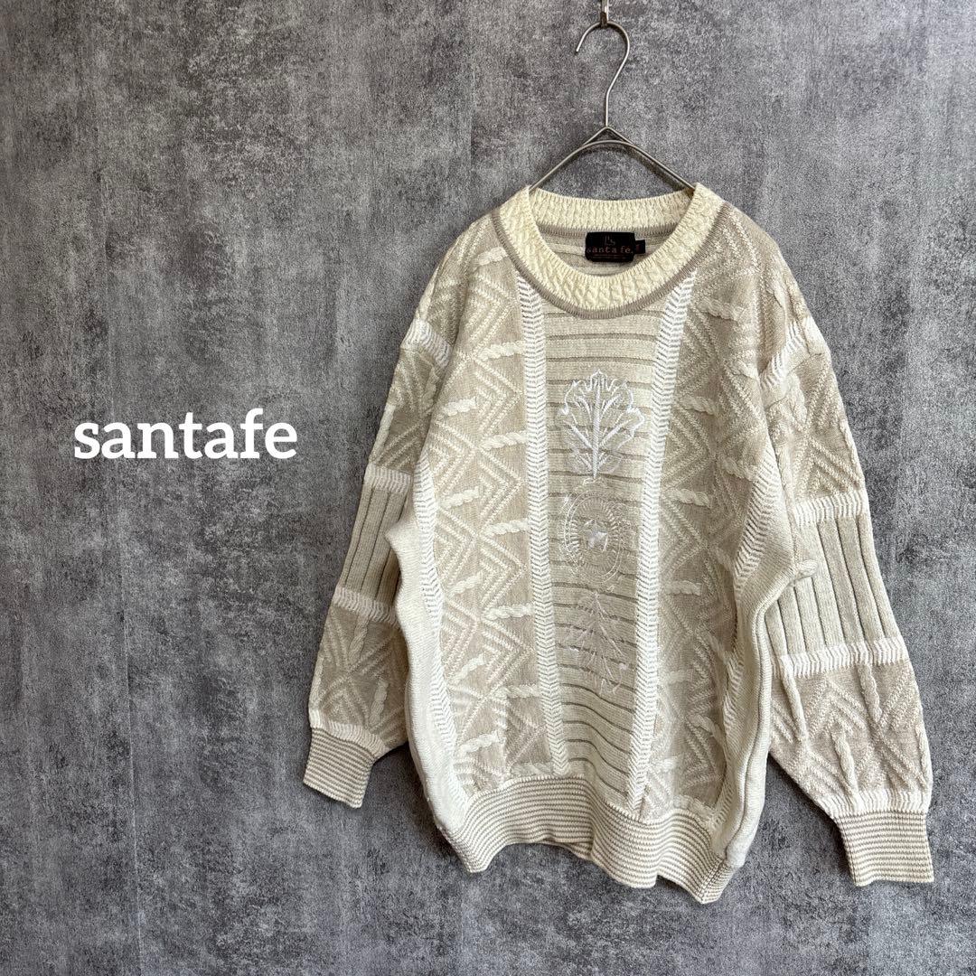 サンタフェsantafe デザインニット 刺繍 日本製 メンズ 古着 L - メルカリ