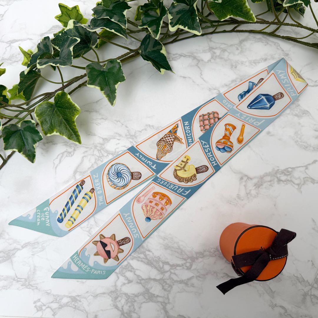 美品 エルメス ツイリー Funny Ice Cream ファニーアイスクリーム