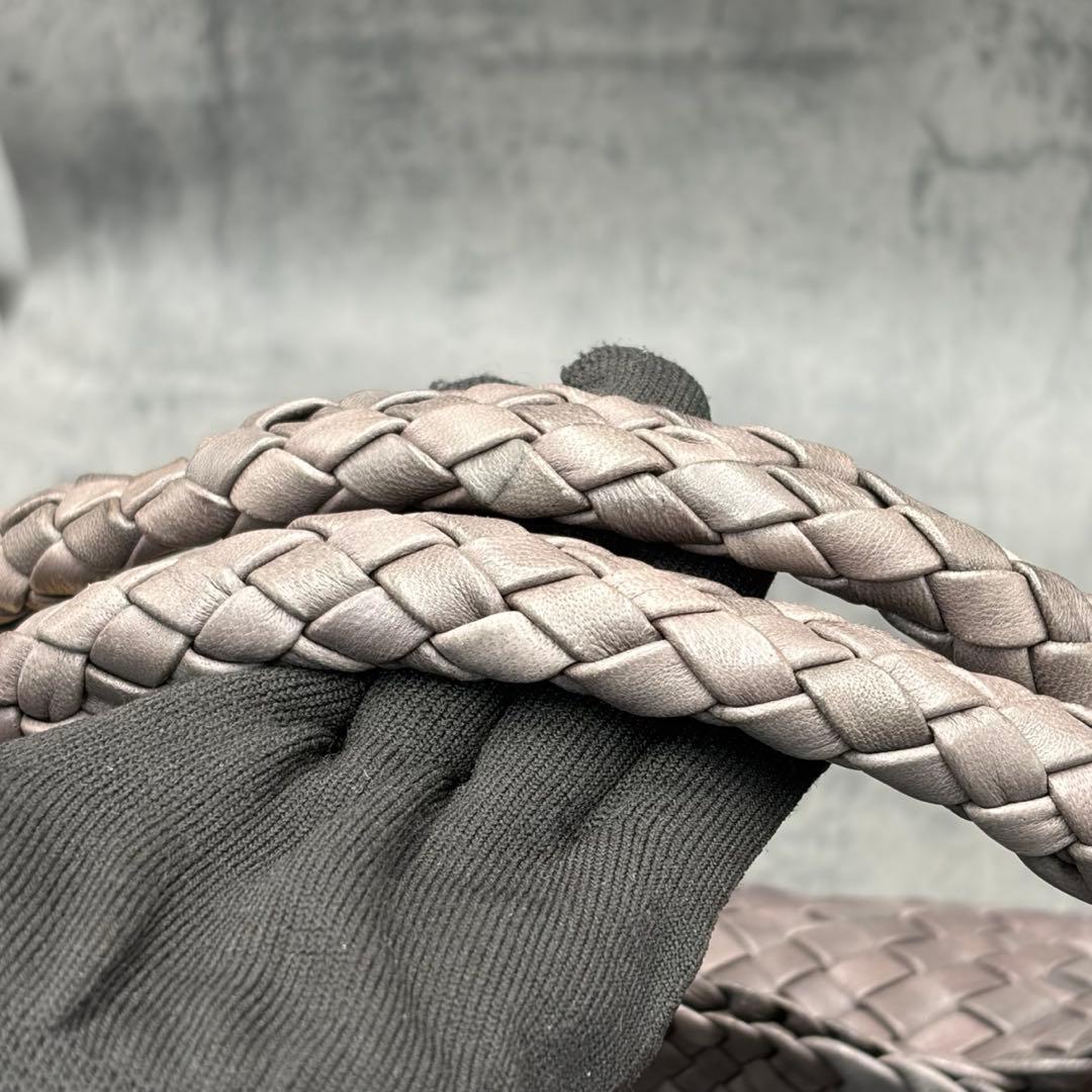 美品 ファロルニ 編み込み トートバッグ オールレザー A4 ハンド 灰