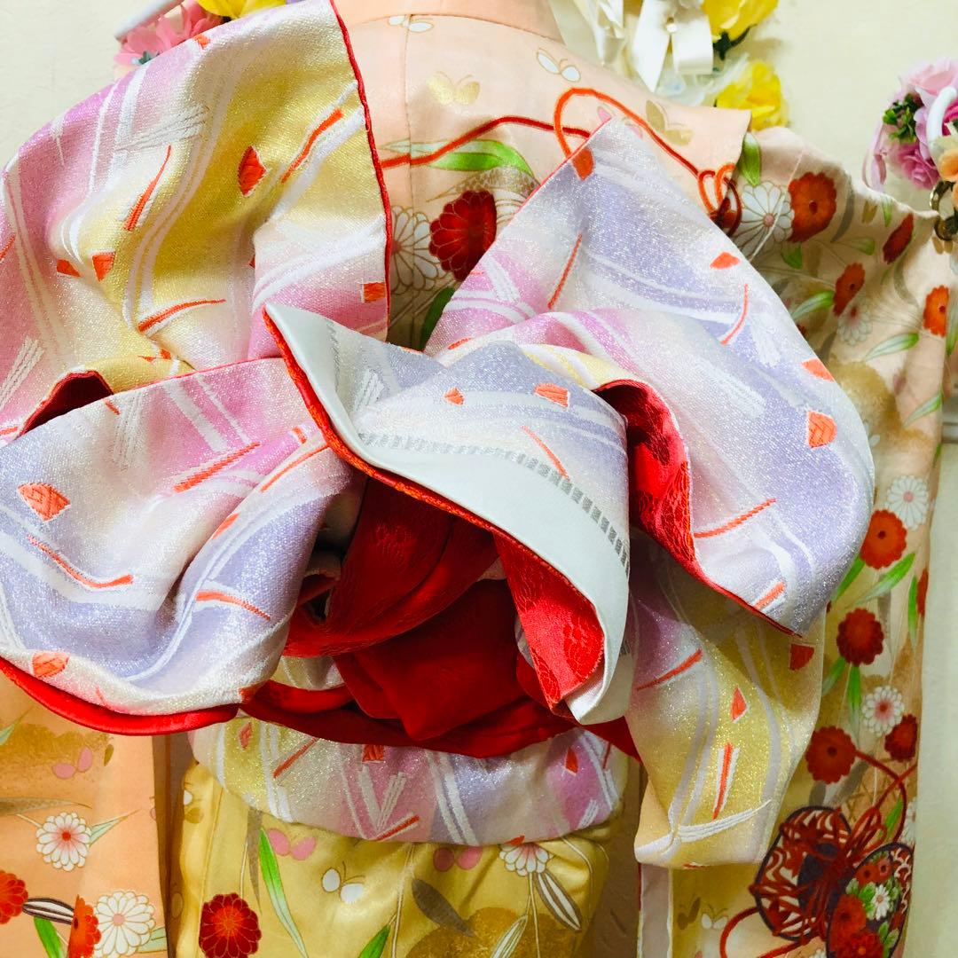 七五三7歳❣️可愛い桃色暈し太鼓菊金彩煌びやか極めてる❣️完全フルセット秀品