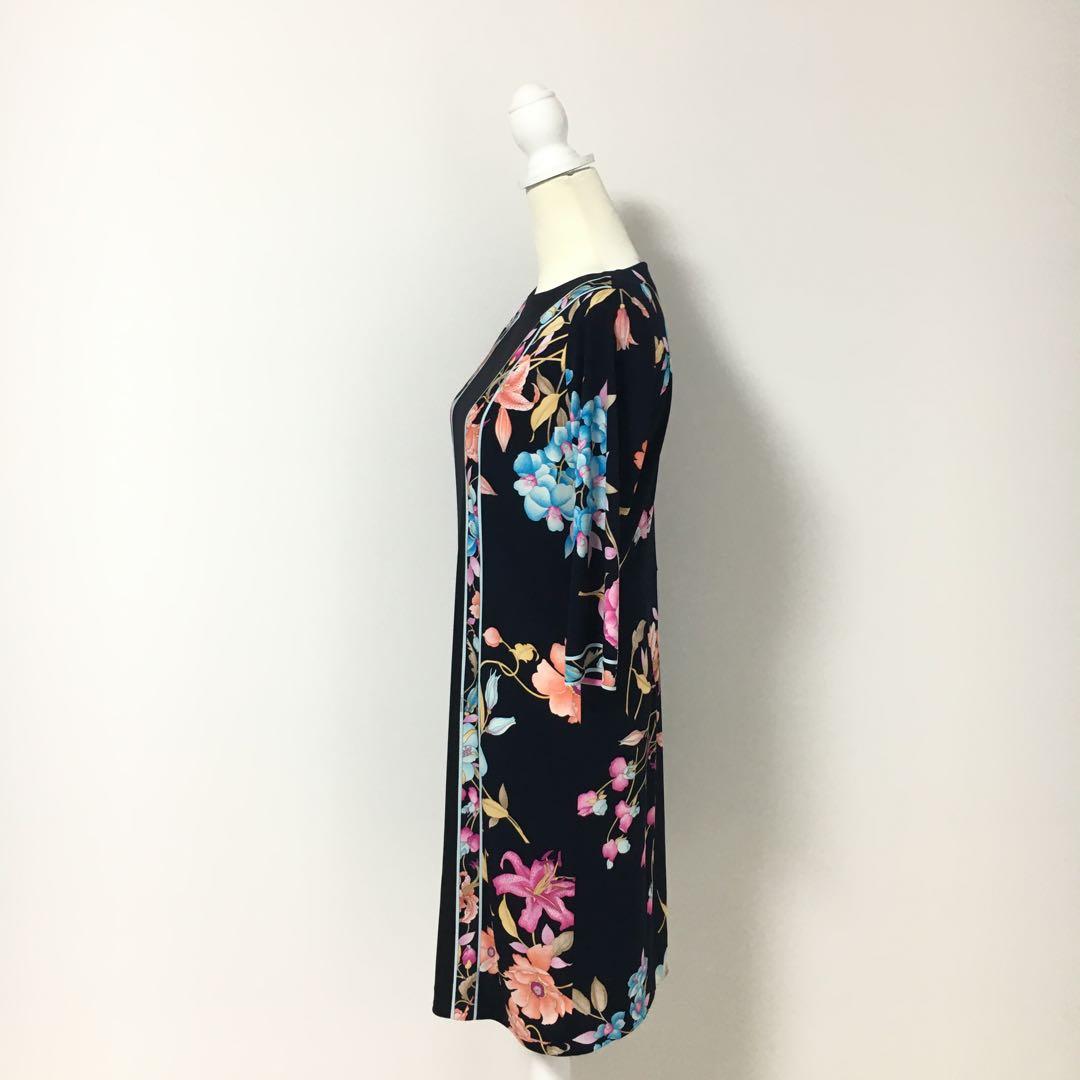 近年美品 LEONARD レオナール カンカン ストレッチ ワンピース 40