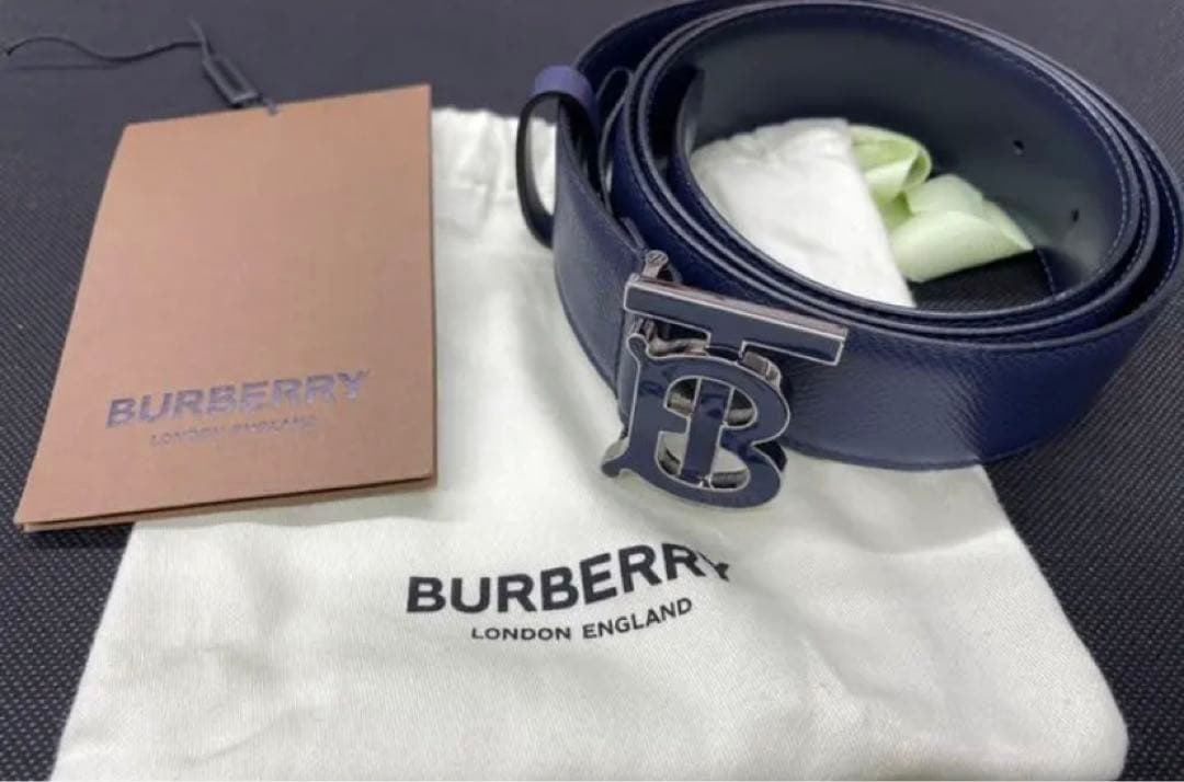 格安　　　美品Burberryベルト tbベルト メンズBURBERRY 関税負担なし☆Burberry バーバリー TB ロゴ レザー ベルト (Burberry