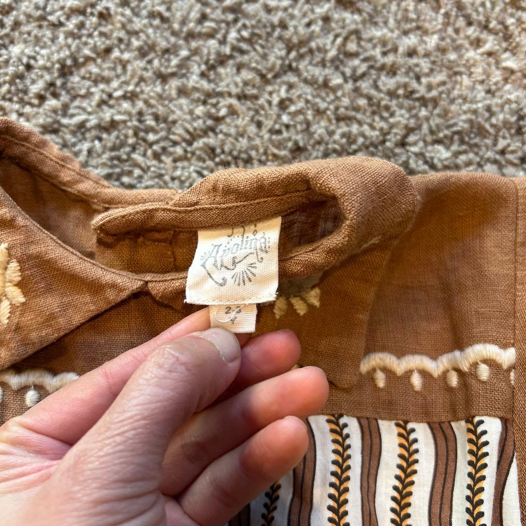 Apolinaストライプ刺繍ワンピース 2-3y - メルカリ