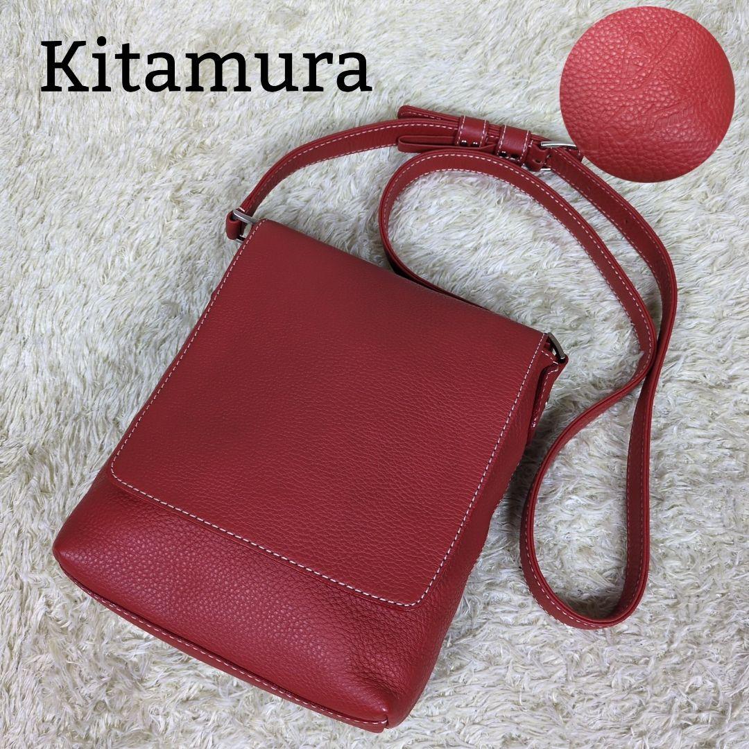 美品✨ キタムラ ショルダーバッグ 高田純次 コラボ レザー 朱赤