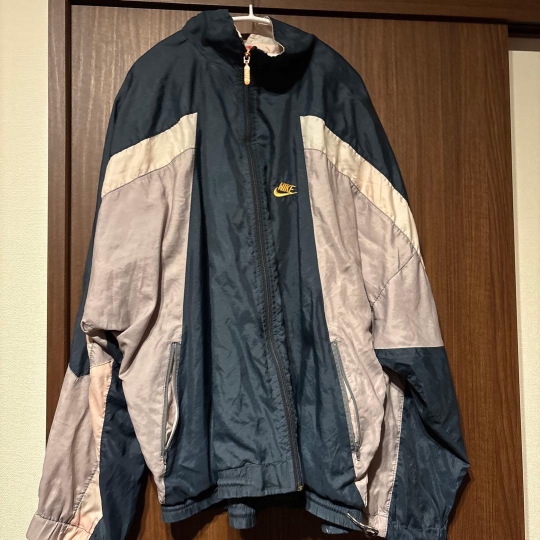 90s Nike ナイロンジャケット XL ネイビー/ベージュ - メルカリ