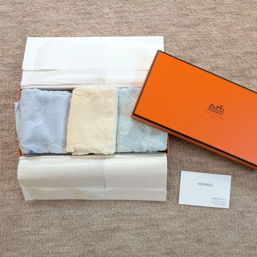 エルメス　ハンドタオル　タオルハンカチ　ベビータオル　3枚セット　新品　訳あり HERMES エルメス タオルハンカチ フェイスタオル ハンドタオルベビー