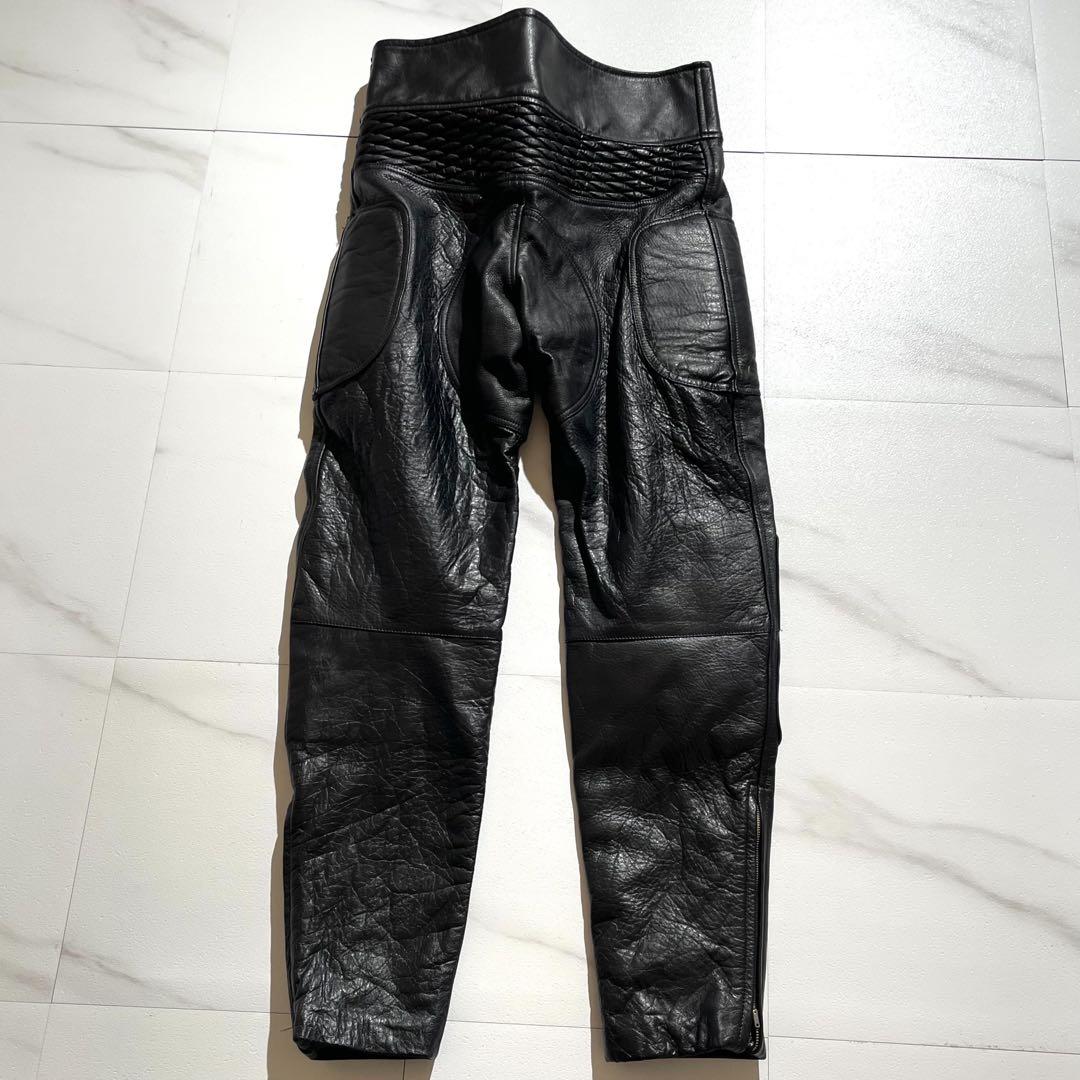 美品◦XL✨】LEAD レザーパンツ ベルト バイクパンツ 黒 LL - メルカリ