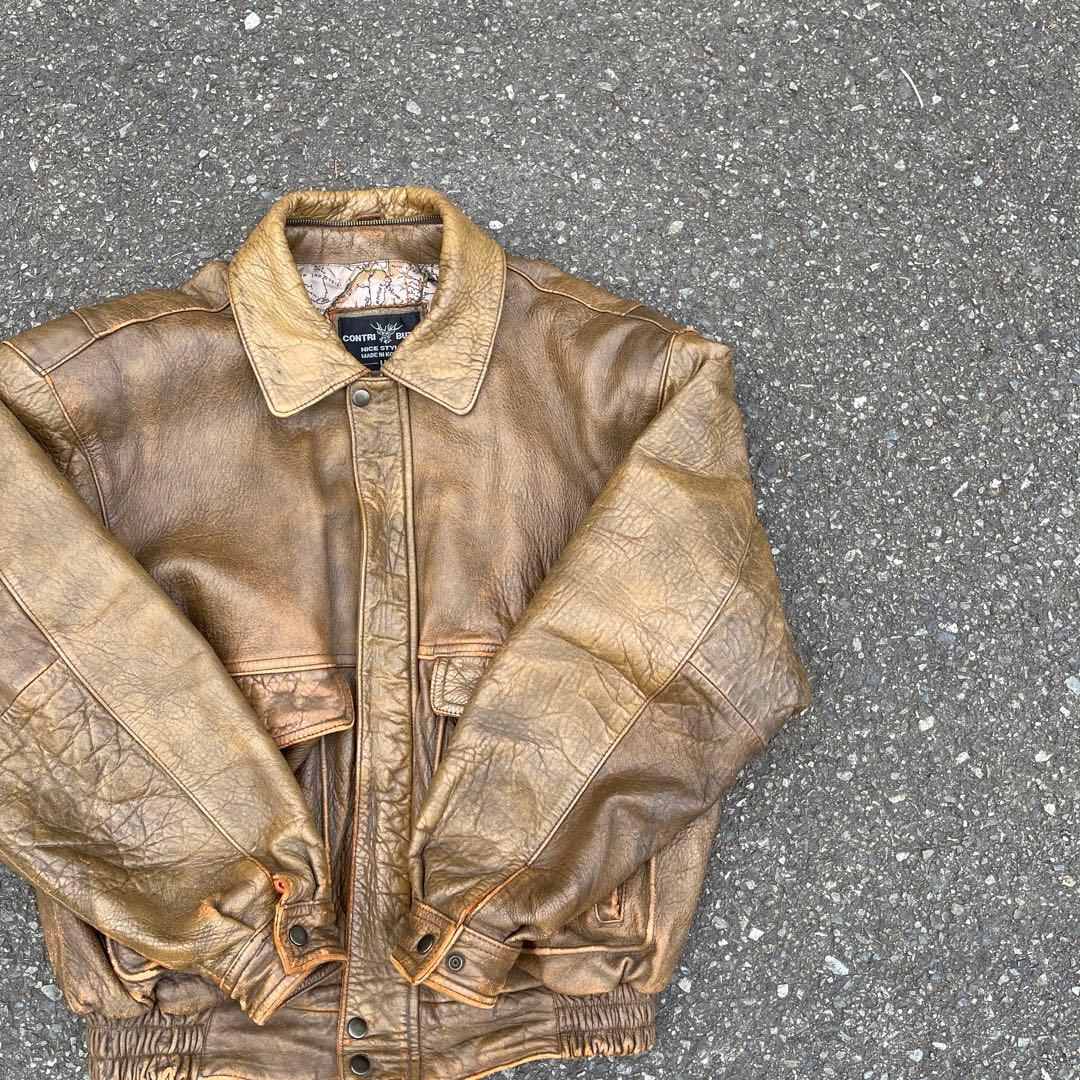 短丈】90s vintage 短丈 レザージャケット 茶色 ノームコア XL - メルカリ