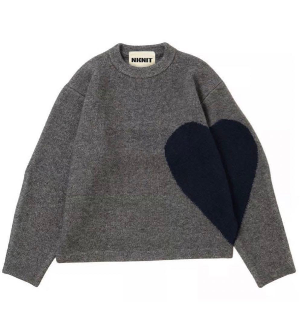 NKNIT pattern knit ハートニット GRAY NAVY 新品 - メルカリ
