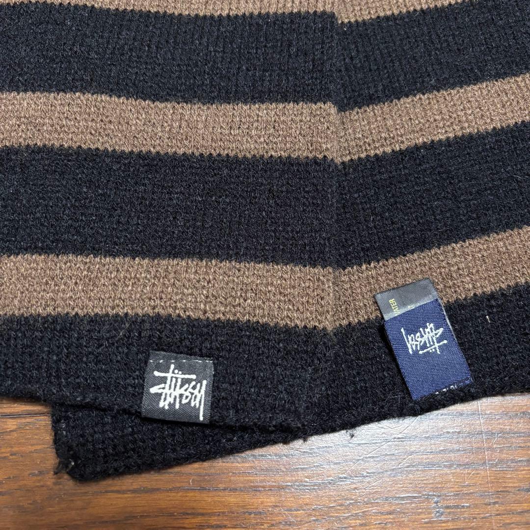 old stussy マフラー ボーダー ニット 90s USA製 ステューシー STUSSY 90'S 90年代 USA製 ヴィンテージ マフラー ニット
