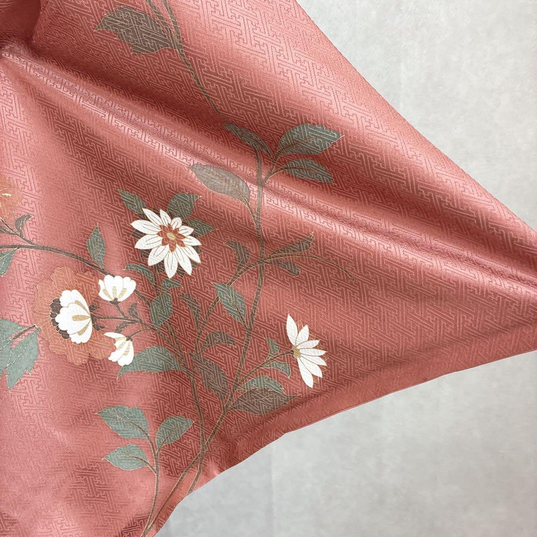 訪問着　フルセット　着物　トールサイズ　正絹　くすみ優花　綸子　J5