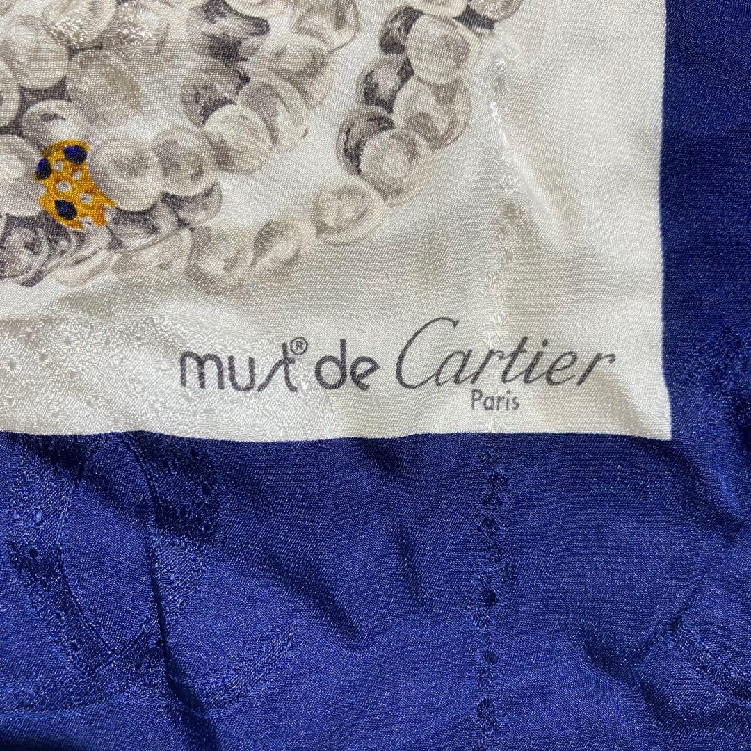 Cartier カルティエ スカーフ シルク 豹柄 ネイビー 約86×84cm - メルカリ
