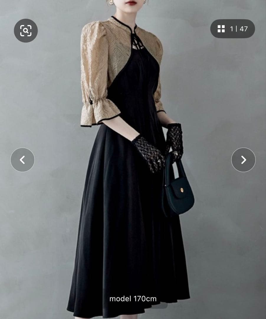 ジャガードボレロ&ウエストタックボリュームパーティードレス ジャガードボレロ&ウエストタックボリュームパーティードレス 結婚式