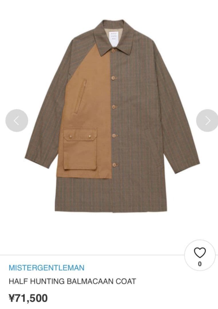 MR. GENTLEMAN デザインチェスターコート 定価71500円 MR. GENTLEMAN デザインチェスターコート 定価71500円