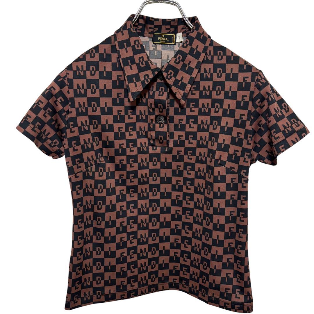 FENDI フェンディ 半袖 ポロシャツ ブランドロゴ 総柄 42 - メルカリ