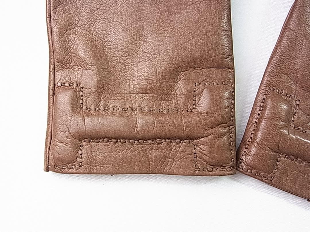 A-closet様用 正規エルメスHロゴレザーグローブ手袋7ハーフ 自宅保管品