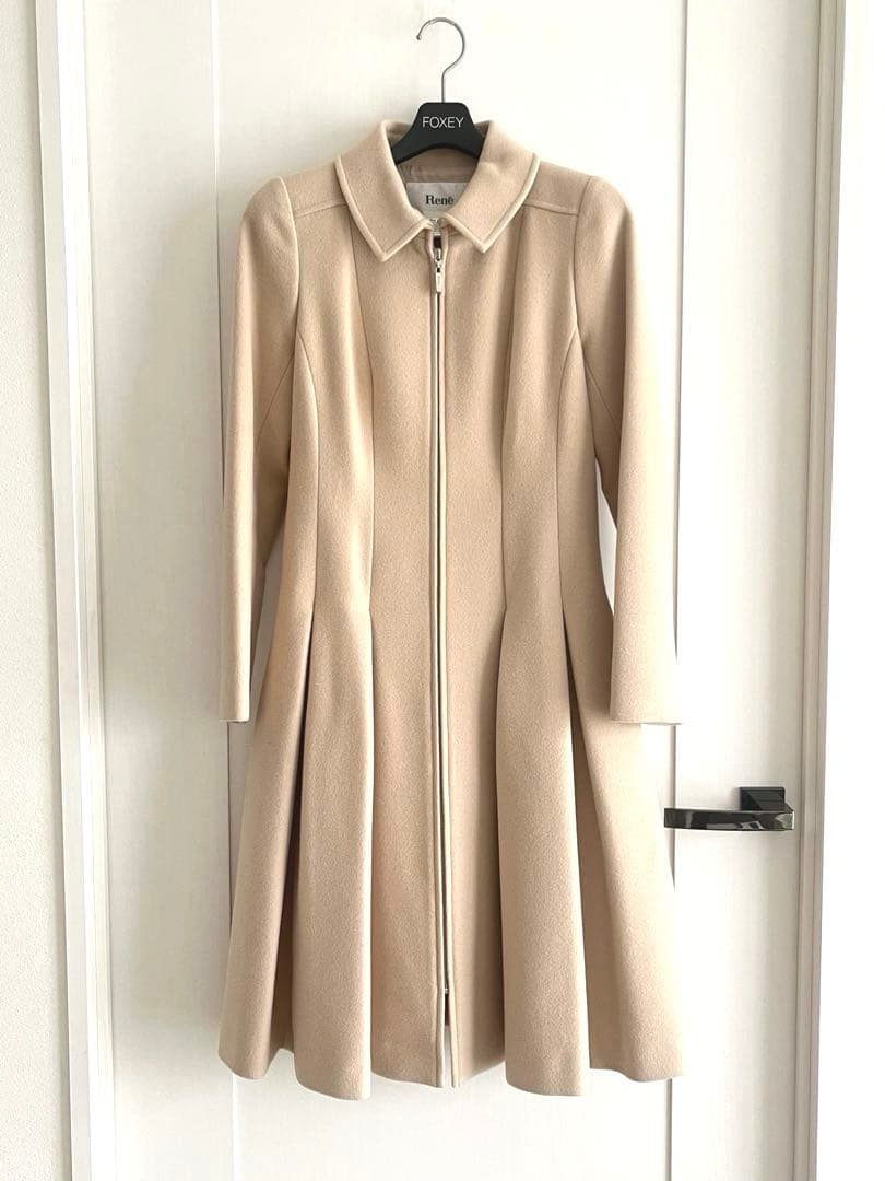 Rene ルネ ベージュ フレアコート サイズ34 アンゴラ - メルカリ