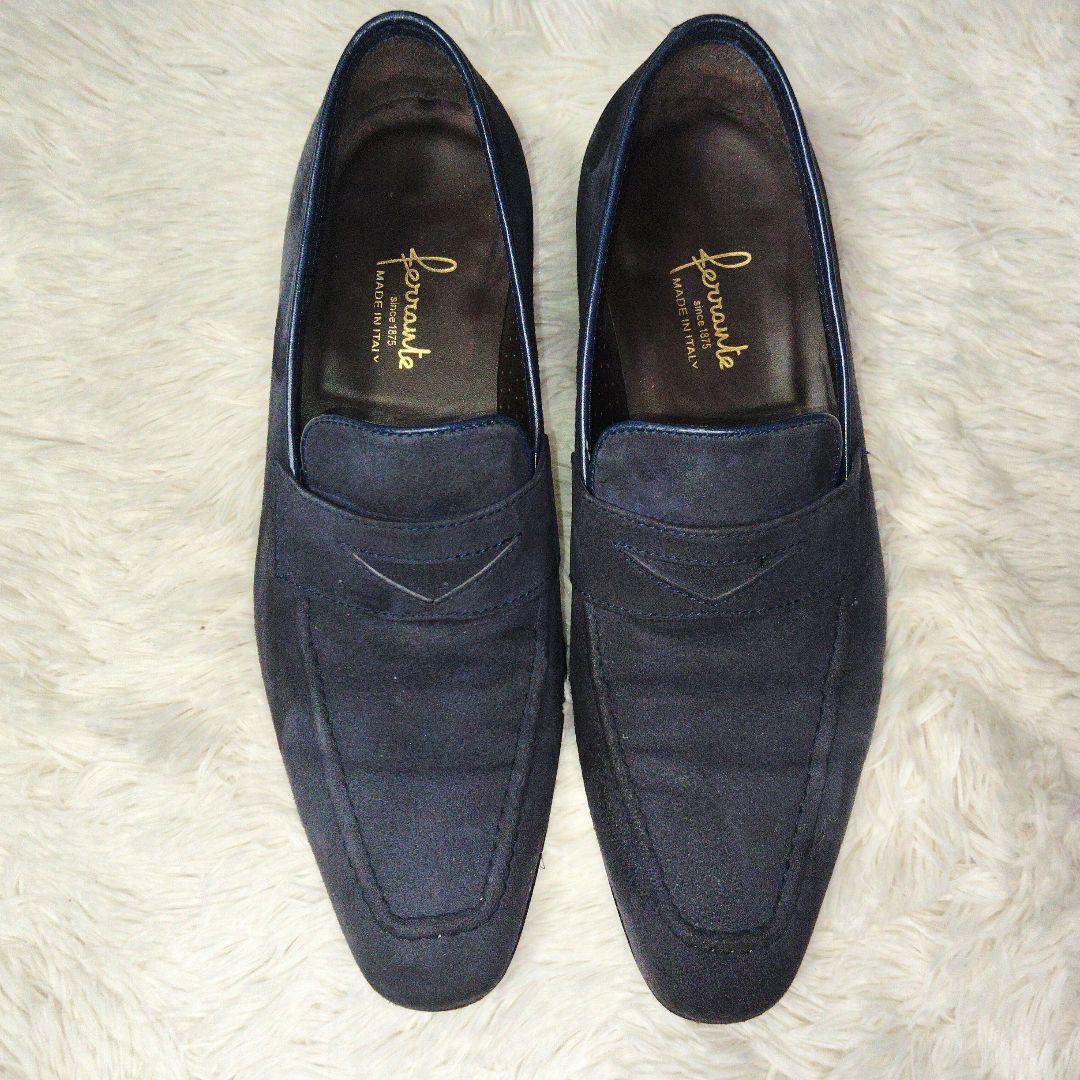 美品】Ferranteフェランテ スエードローファー ネイビー 6 - メルカリ