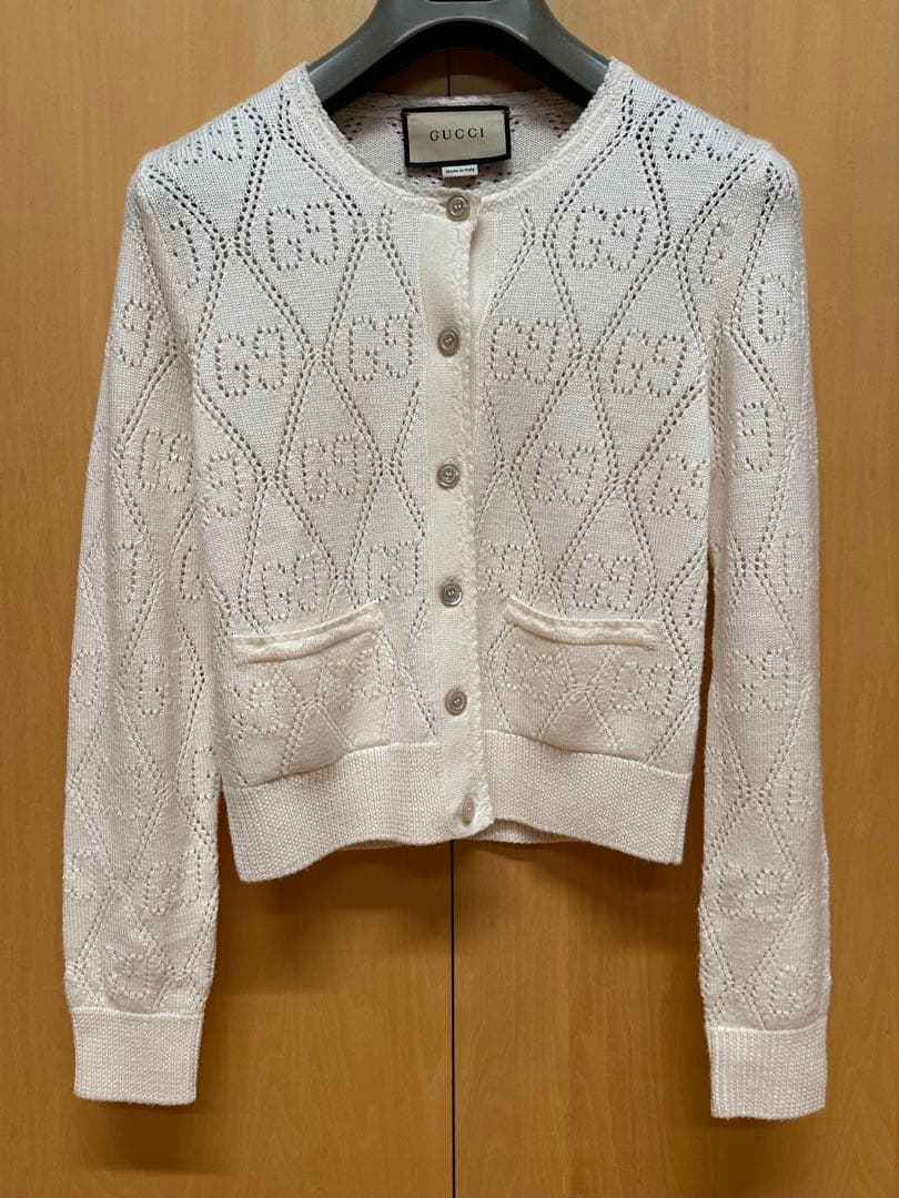 GUCCI ホワイト レース編み カーディガン グッチ GGコットンジャカード おすすめ | GUCCI® JP