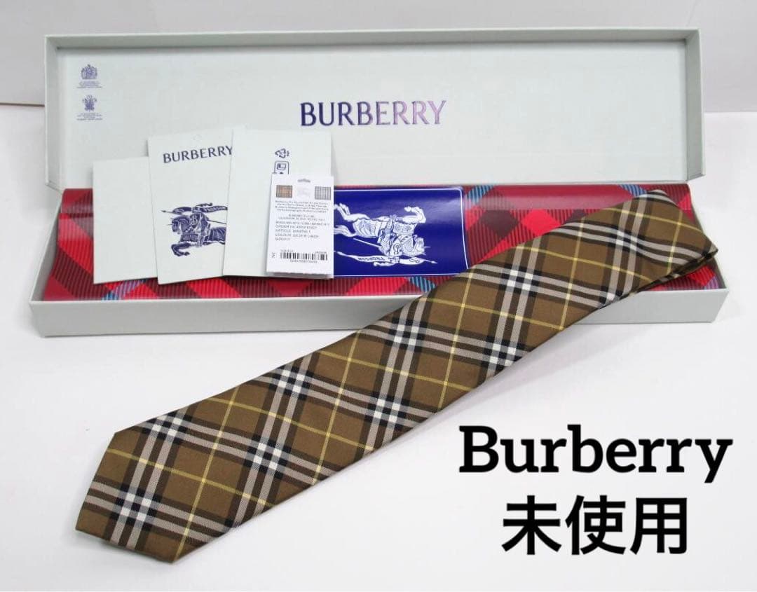 未使用 バーバリー BURBERRY チェック柄 ネクタイ シルク ノバチェック