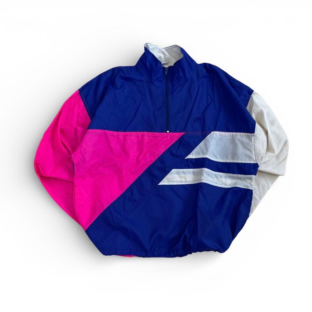 激レア】90s NIKE 銀タグナイロンジャケットハーフジップ 最高配色