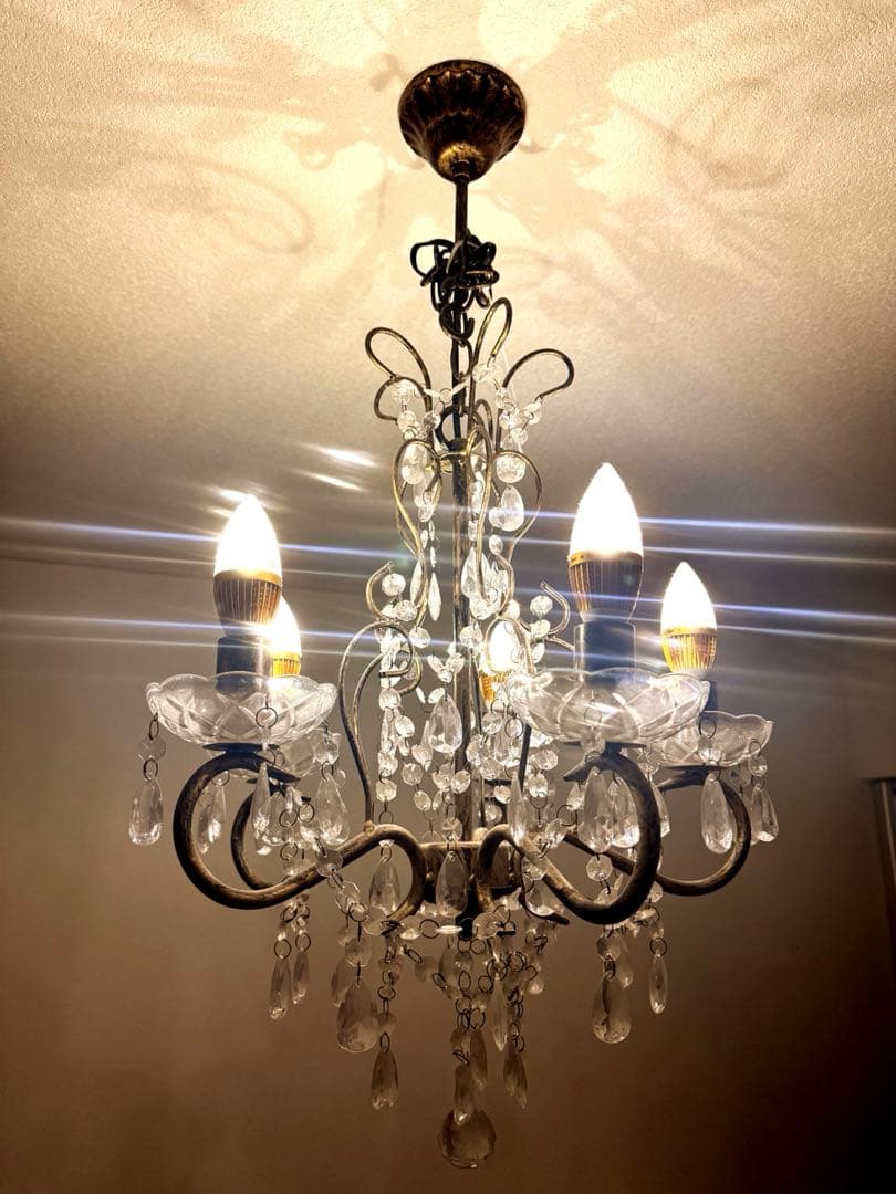 アンティーク　5灯 LEDライト付き　シャンデリア シャンデリアライト 5灯用 (電球別売品：口金E17仕様) CP50G 02C