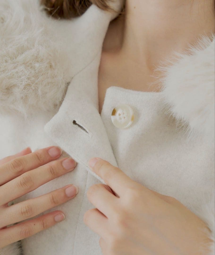 Chico ファー付フード襟マルチwayケープコート ベージュ - メルカリ