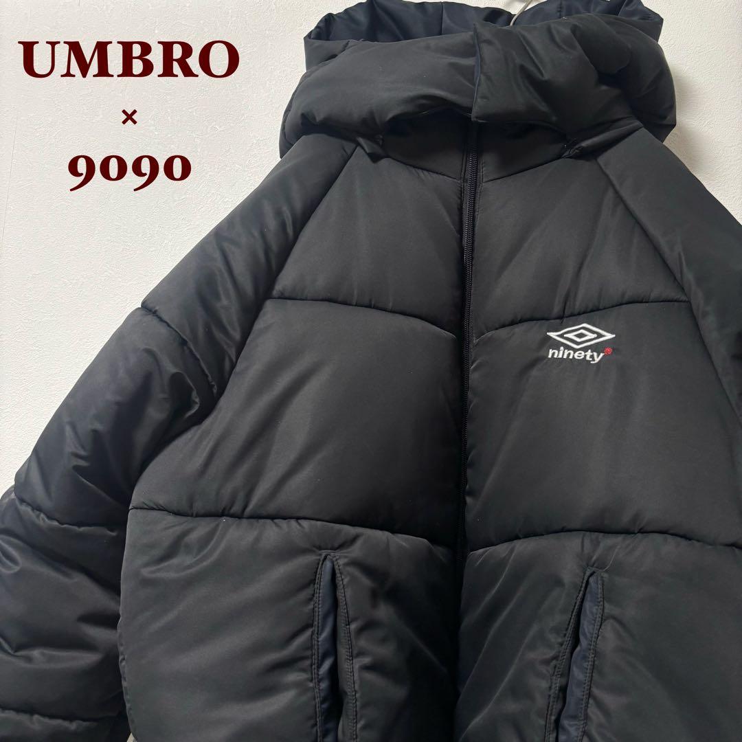 未使用級✨アンブロ×9090 中綿　ダウンジャケット　コラボ　ブラック　M 刺繍 未使用級✨アンブロ×9090 中綿 ダウンジャケット コラボ ブラック M