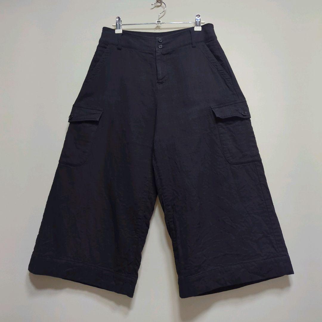 ★日本製 Plantation コットンリネン カーゴ ガウチョパンツ ワイドパンツルック レディース ガウチョパンツ リネンパンツ きれいめ