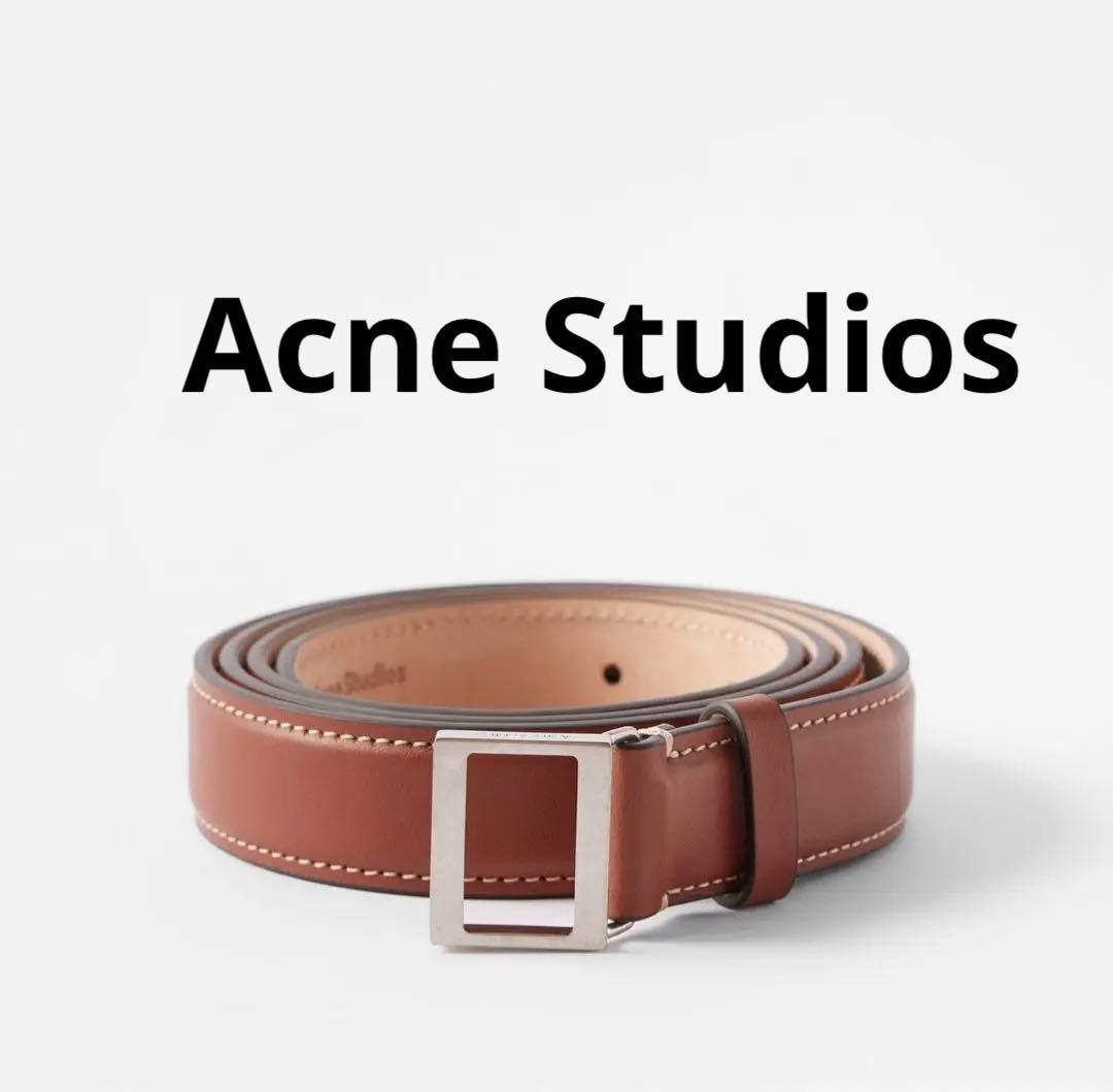 新品　Acne Studios レザーバックルベルト　ブラウン　L 2.5cm
