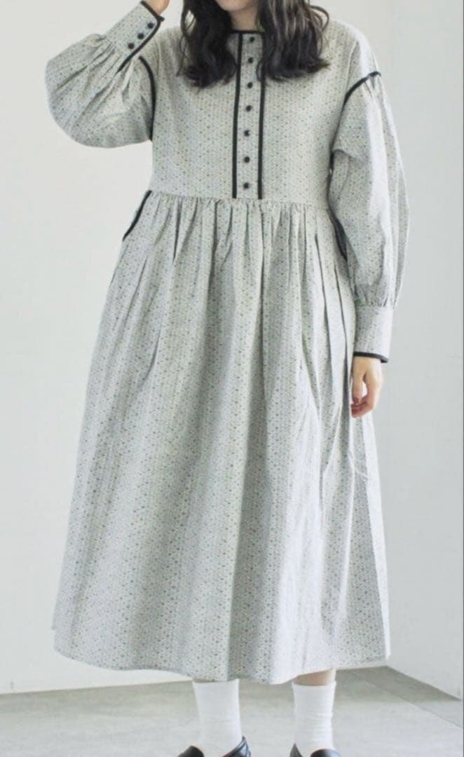 ツハル　サマンサモスモス リバティ forest wave ワンピース　美品 セール】 【LIBERTY】Forest Wave柄パイピングワンピース（オフ